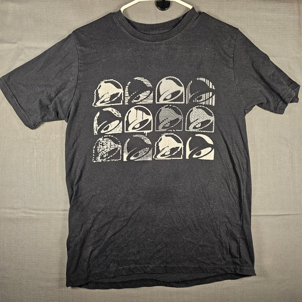 Taco Bell Mens Graphic T-Shirt Black Logo Grid Short Sleeve Small